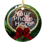 Elegant Pine Custom Photo Christmas Ornament ornaments