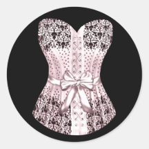 Elegant Pink and Black Corset Stickers