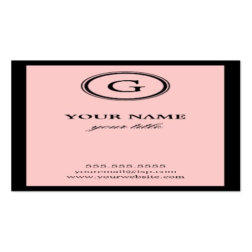 Elegant Pink and Black Monogram Business Cards