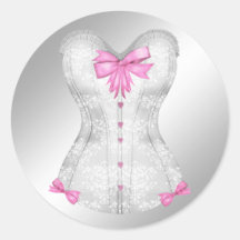 Elegant Pink and Grey Corset Stickers