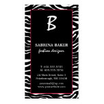 Elegant Pink and Zebra Monogram Business Cards