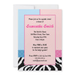 Elegant Pink Blue Zebra Gender Reveal Party Invite