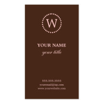 Elegant Pink & Brown Monogram Business Cards