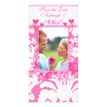 Elegant Pink Damask Save the DateYour Photo Personalized Photo Card