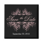 Elegant Pink Flower Swirls Save The Date Magnets