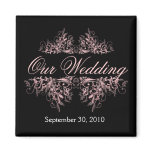 Elegant Pink Flower Swirls Save The Date Wedding Magnets