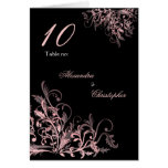 Elegant Pink Flower Swirls Table Number Cards