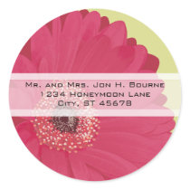 Elegant Pink Gerber Daisy Wedding Stickers