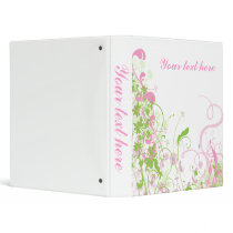 Elegant Pink & Green Florals & Swirls Binders