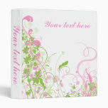 Elegant Pink & Green Florals & Swirls Binders