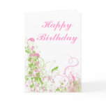 Elegant Pink & Green Florals & Swirls Card