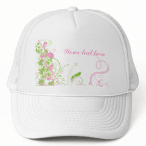 Elegant Pink & Green Florals & Swirls Hat