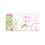 Elegant Pink & Green Florals & Swirls Custom Address Label