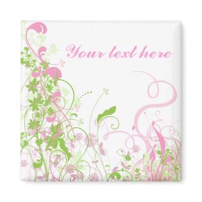 Elegant Pink & Green Florals & Swirls Refrigerator Magnets by Bevsdesigns
