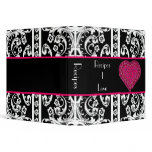 Elegant Pink Heart and Baroque Avery Recipe Binder