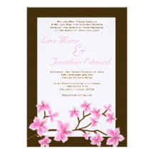 Elegant Pink Lily Wedding Invitation 5x7 Linen