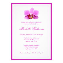 Elegant Pink Orchid Bridal Shower Custom Invitation