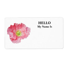 Elegant Pink Poppy Shipping Label