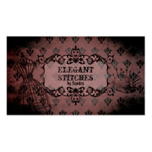 elegant pink purple damask distressed seamstress business cards