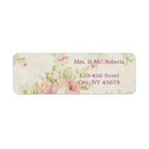 elegant Pink  rose Floral vintage  wedding Return Address Label