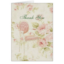 elegant Pink  rose Floral vintage wedding thankyou Greeting Cards