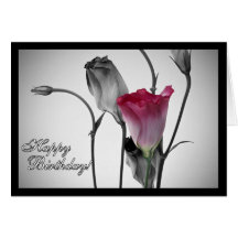 Elegant Pink Rose Happy Birthday Greeting Card