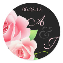 Elegant Pink Rose Sticker [Black]