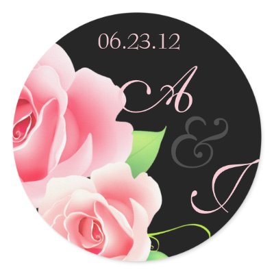 Elegant Pink Rose Sticker [Black] by TreasureTheMoments
