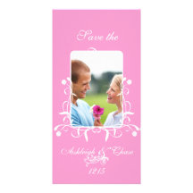 Elegant Pink Satin Save the DateYour Photo Photo Cards