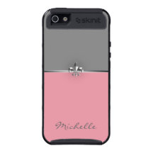 Elegant Pink Silver Fleur de Lis Cover For iPhone 5