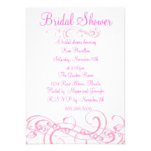Elegant Pink & White Swirl Bridal Shower Invite
