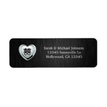 Elegant Platinum Heart Double Happiness Labels