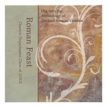 Elegant Pompeii Reds, Greens Roman Feast Personalized Announcement