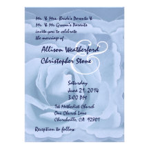 Elegant Powder Blue Rose Wedding Invitation