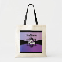 Elegant Purple Black Wedding Cards &Favor Tote Bag