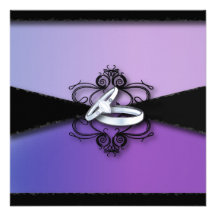 Elegant Purple Black Wedding Invitation
