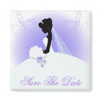 Elegant Purple  bride silhouette Bridal Shower Magnet
