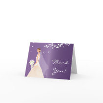 Elegant Purple Bride Thank You Note Card