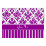 Elegant Purple Damask on White Greeting Card