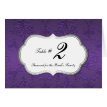 Elegant Purple Damask Reception Table Number Greeting Card