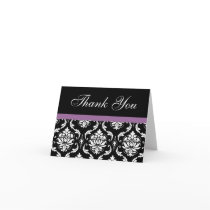 Elegant Purple Damask Wedding Thank You Notes Cards