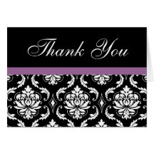 Elegant Purple Damask Wedding Thank You Notes Cards