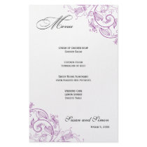 Elegant Purple Floral Wedding Menu