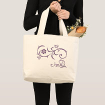 Elegant purple flowers and swirl tote bag bags