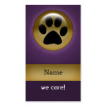elegant purple paw print pet care Business Cards