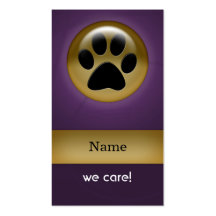 elegant purple paw print pet care Business Cards