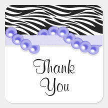Elegant Purple Pearls And Ribbon Zebra Print Stickers