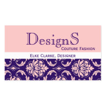 Elegant Purple Pink Damask Fashion Business Card
