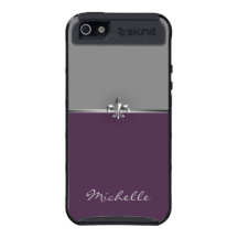 Elegant Purple Silver Fleur de Lis Covers For iPhone 5