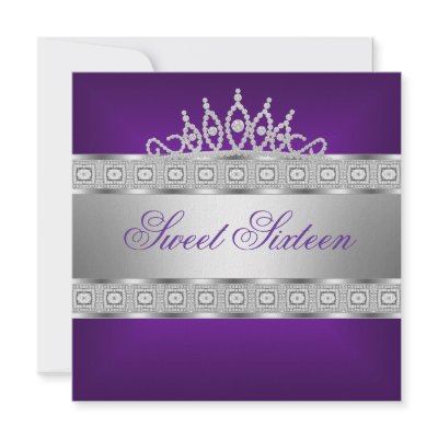 Elegant Purple Silver Jewel 16th Birthday Custom Invite by AllStores